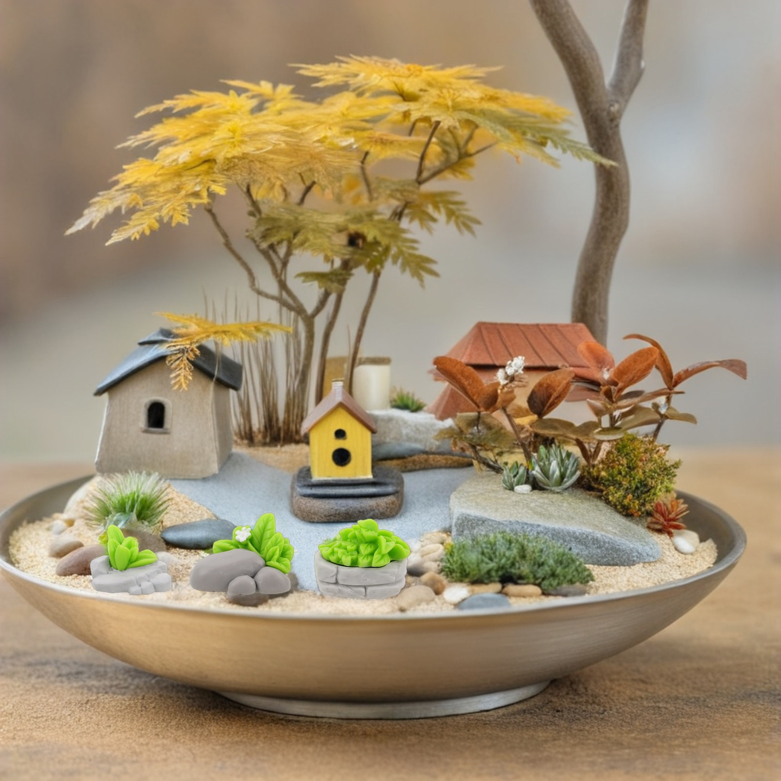 Bonsai Garden Layout - 12 шт. миниатюрных искусственных камней-травяных украшений,