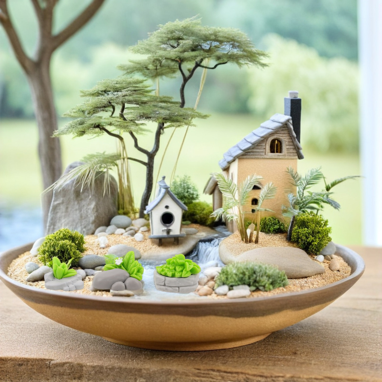 12 шт. миниатюрных искусственн – обзор и цена Bonsai Garden Layout